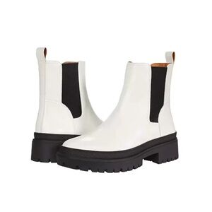 Lucky Brand White and black Emali Lug-sole Chelsea Boots size 9.5